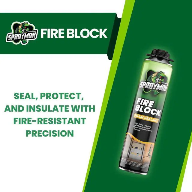Alt view image 5 of 5 - Orange Fire Block Expanding Spray Foam - (12x20oz) Professional Gun Use Polyurethane Spray for Electrical Outlets & Water Pipes, B2 Fire Rated Foam - Gun Not Included - 12 Pack