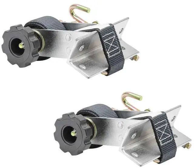 Alt view image 6 of 6 - 2 Pk 1-1/2" x 7' Ladder Rack Ratchet Tie-Down Straps (Pair) Square Tube Mount, 304 Stainless Steel