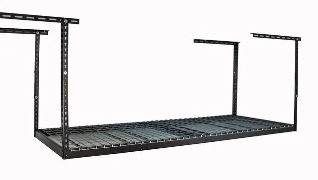 Main image of 3x8 Overhead Garage Storage Rack - 500 Pound Weight Capacity Height Adjustable Steel Ceiling-Mounted Rack with Accessories (Hammertone) (12"-21")