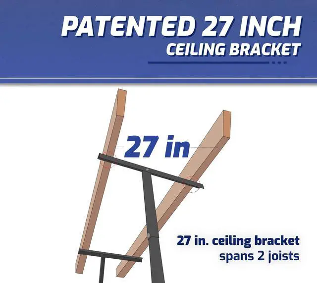Alt view image 5 of 6 - 3x8 Overhead Garage Storage Rack - 500 Pound Weight Capacity Height Adjustable Steel Ceiling-Mounted Rack with Accessories (Hammertone) (12"-21")