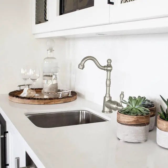 Alt view image 4 of 5 - One-Handle Widespread Kitchen Bar Faucet (Brushed Nickel)