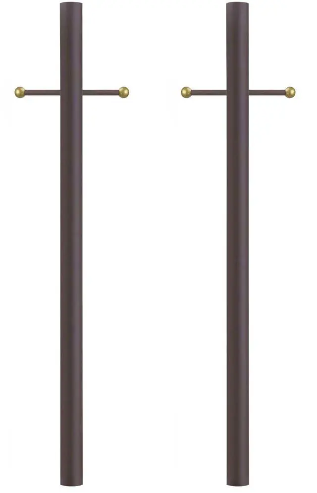 Main image of 7-Foot Direct Burial Lamp Post Outdoor Aluminum Light Pole with Decorative Cross Arm Fits Standard 3" Post Top Fixtures Black, Bronze, or White Made in USA (Bronze, Set of 2)