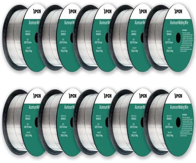 Main image of (10 Pack) PGN Aluminum MIG Welding Wire - ER4043.035 Inch, 1 Pound Spool - Aluminum MIG Wire with Silicon for Puddle Fluidity and Enhanced Weld Durability - For All Position Gas Welding