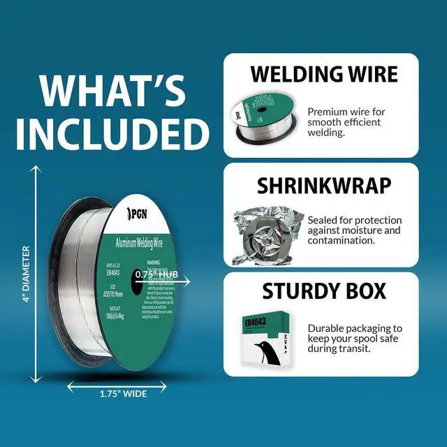Alt view image 2 of 6 - (10 Pack) PGN Aluminum MIG Welding Wire - ER4043.035 Inch, 1 Pound Spool - Aluminum MIG Wire with Silicon for Puddle Fluidity and Enhanced Weld Durability - For All Position Gas Welding