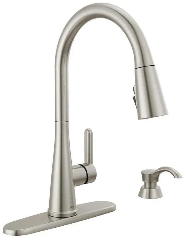 Main image of Greydon Single-Handle Pull-Down Sprayer Kitchen Faucet with ShieldSpray and Soap Dispenser in SpotShield Stainless Steel 19826Z-SPSD-DST