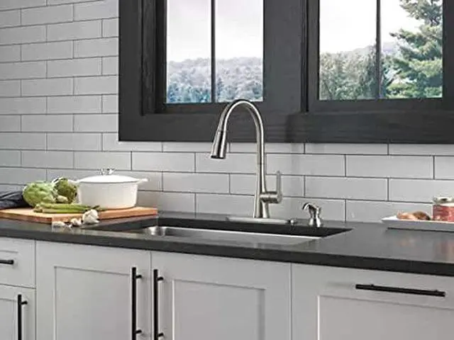 Alt view image 3 of 4 - Greydon Single-Handle Pull-Down Sprayer Kitchen Faucet with ShieldSpray and Soap Dispenser in SpotShield Stainless Steel 19826Z-SPSD-DST