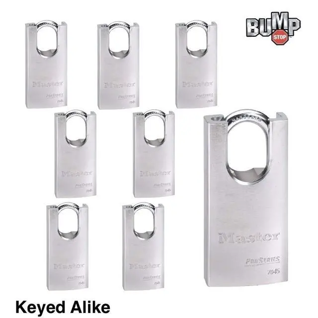 Alt view image 2 of 3 - Eight (8) High Security Pro Series Padlocks w/ 16 Keys, 7045NKA-8 w/BumpStop Technology