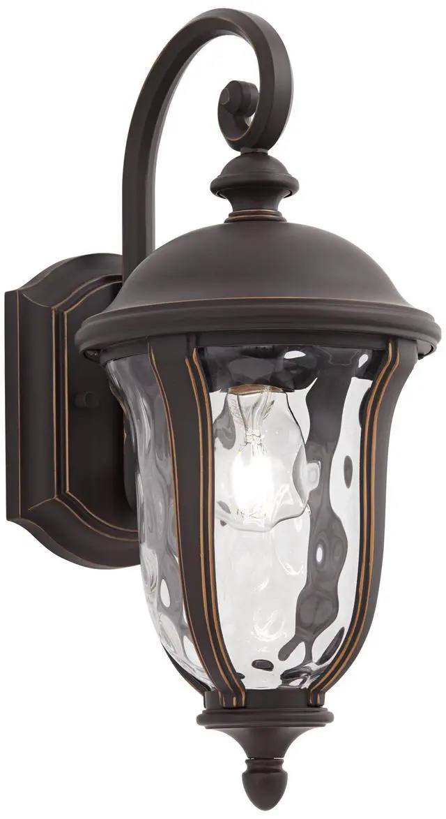 Alt view image 2 of 6 - Park Sienna Vintage Outdoor Wall Light Fixture Bronze 16 3/4" Clear Hammered Glass Downbridge for Exterior House Porch Patio Outside Deck Garage Yard Front Door Garden Home