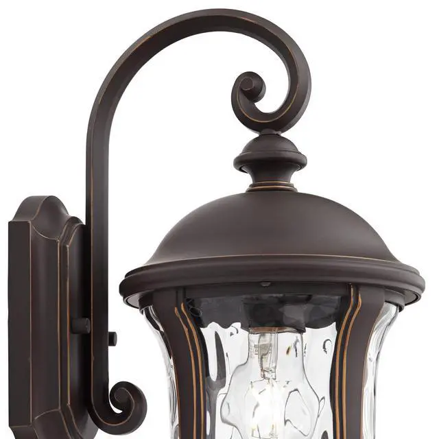 Alt view image 3 of 6 - Park Sienna Vintage Outdoor Wall Light Fixture Bronze 16 3/4" Clear Hammered Glass Downbridge for Exterior House Porch Patio Outside Deck Garage Yard Front Door Garden Home