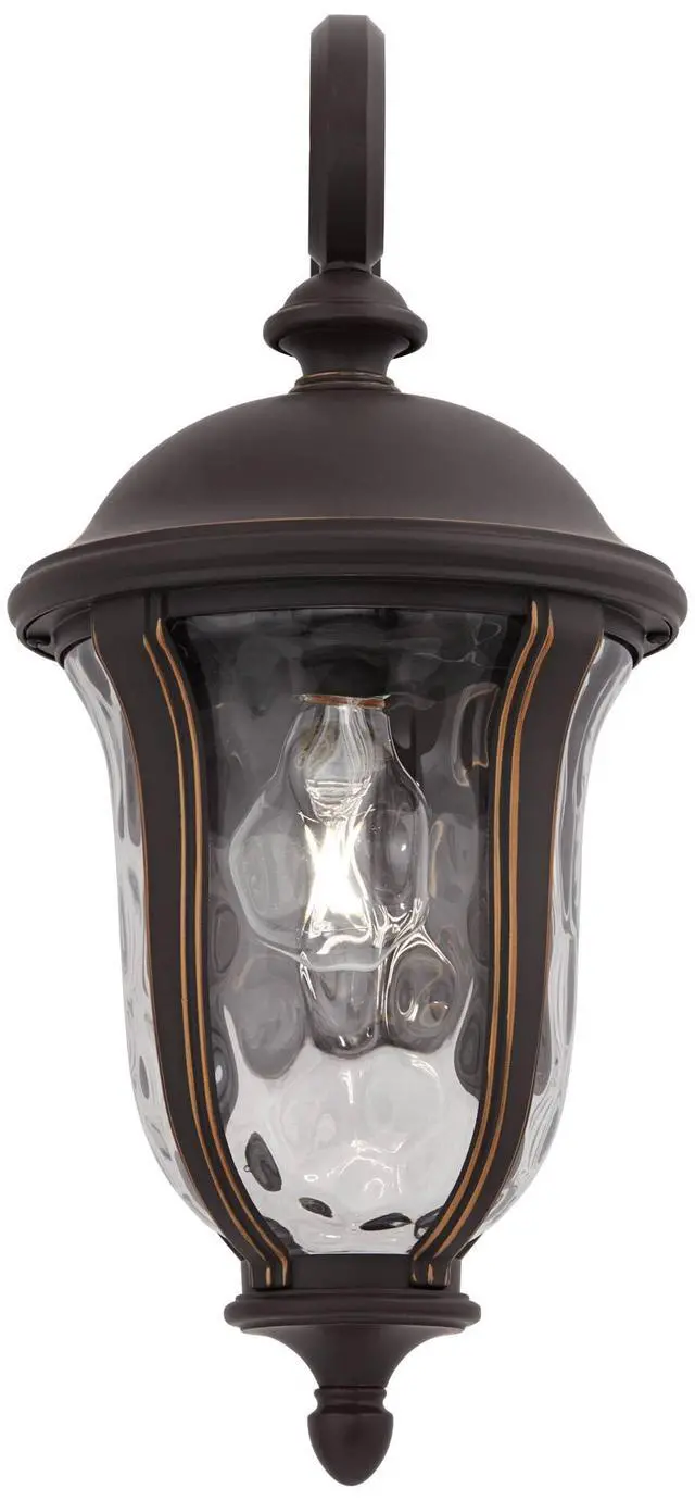 Alt view image 6 of 6 - Park Sienna Vintage Outdoor Wall Light Fixture Bronze 16 3/4" Clear Hammered Glass Downbridge for Exterior House Porch Patio Outside Deck Garage Yard Front Door Garden Home