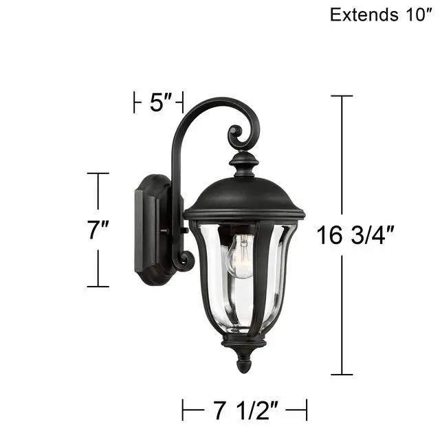 Alt view image 3 of 3 - Park Sienna Vintage Outdoor Wall Light Fixture Black 16 3/4" Clear Glass Scrolling Downbridge for Exterior House Porch Patio Outside Deck Garage Yard Front Door Garden Home