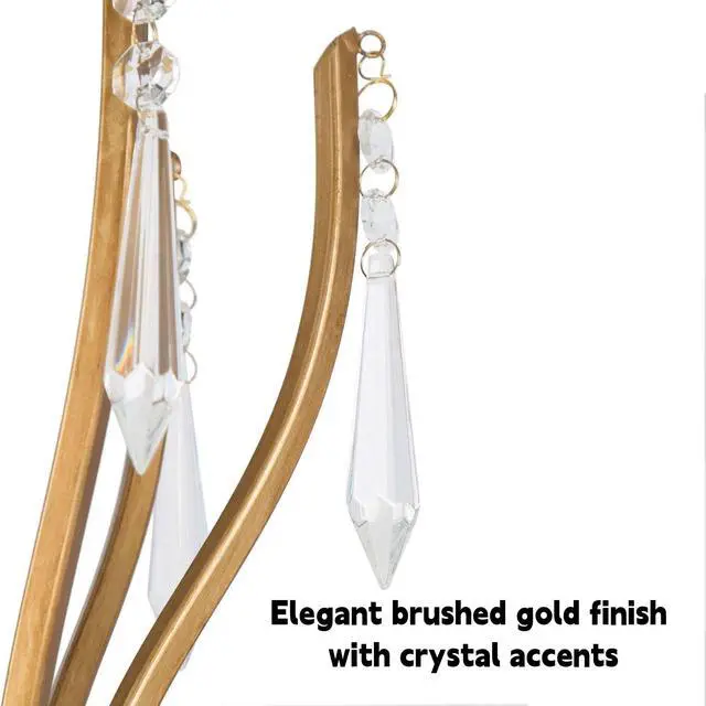 Alt view image 5 of 6 - Antique Gold Chandelier for Dining Room, 6-Light Gold Chandeliers with Crystal, Vintage Modern Chandelier Hanging Light Fixtures in Brushed Finish for Kitchen Island, Living Room, Foyer