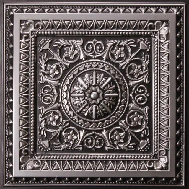 Main image of Marseille Antique Silver 2 ft. x 2 ft. Lay-in or Glue Up Ceiling Tile - Box of 10