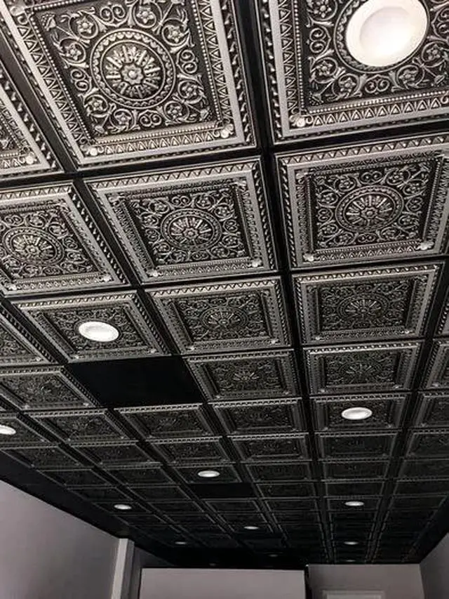 Alt view image 4 of 6 - Marseille Antique Silver 2 ft. x 2 ft. Lay-in or Glue Up Ceiling Tile - Box of 10