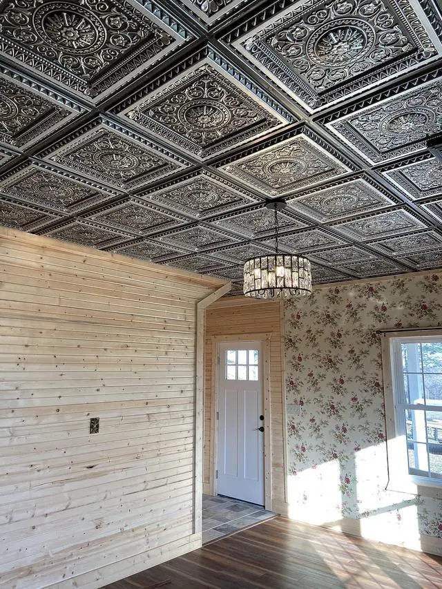 Alt view image 6 of 6 - Marseille Antique Silver 2 ft. x 2 ft. Lay-in or Glue Up Ceiling Tile - Box of 10