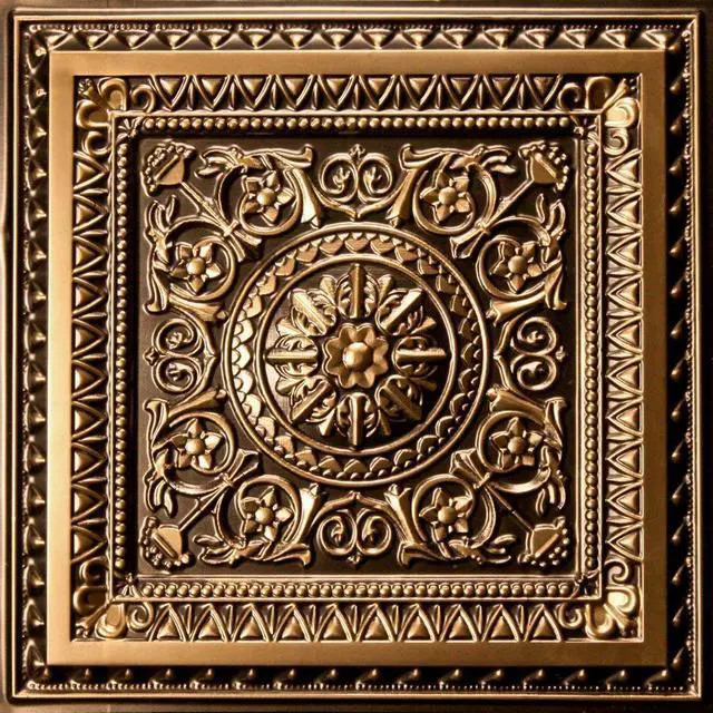 Main image of Marseille Antique Gold 2 ft. x 2 ft. Lay-in or Glue Up Ceiling Tile - Box of 10