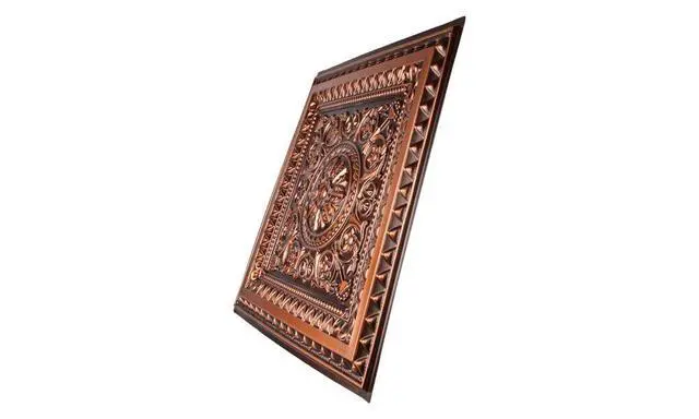 Alt view image 2 of 6 - Marseille Antique Copper Ceiling Tiles - 2 ft. x 2 ft. Decorative Ceiling Tiles, Box of 10, Faux Tin Look, Class A Fire Rated, Easy to Install, Lightweight Vinyl