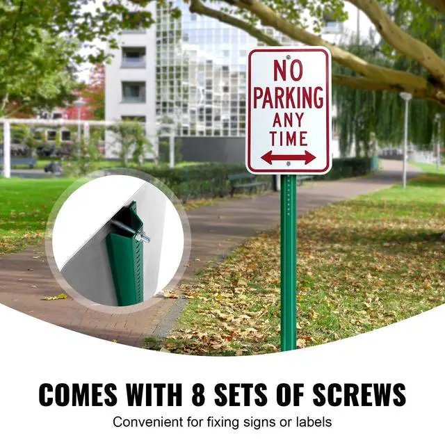 Alt view image 4 of 6 - 8FT U-Channel Sign Post, 4Pack Green Heavy Duty Steel Fixed Fence Post, Steel Fence U-Channel Sign for Garden, Courtyard, Farm or Traffic Intersection