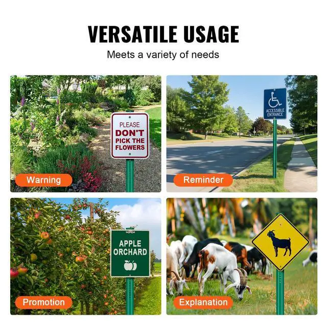 Alt view image 6 of 6 - 8FT U-Channel Sign Post, 4Pack Green Heavy Duty Steel Fixed Fence Post, Steel Fence U-Channel Sign for Garden, Courtyard, Farm or Traffic Intersection