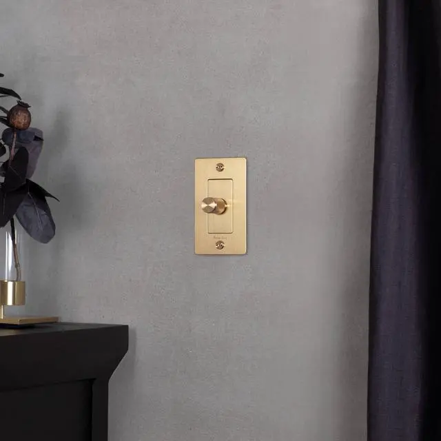 Alt view image 5 of 6 - Buster and Punch 1 Gang Single LED Dimmer Switch Cross Knurl Smoked Bronze Without Logo