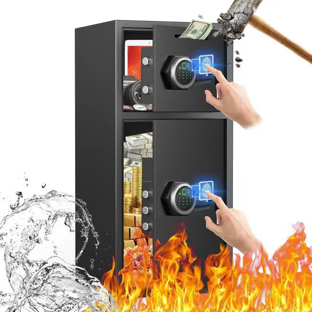 Main image of 6.5 Cu Ft Fireproof Waterproof Safe Box with Fingerprint & Password Lock, LED Light, Deposit Slot & Dual Alarm System, Large Home Security Safe for Documents, Cash, Pistols, Valuables