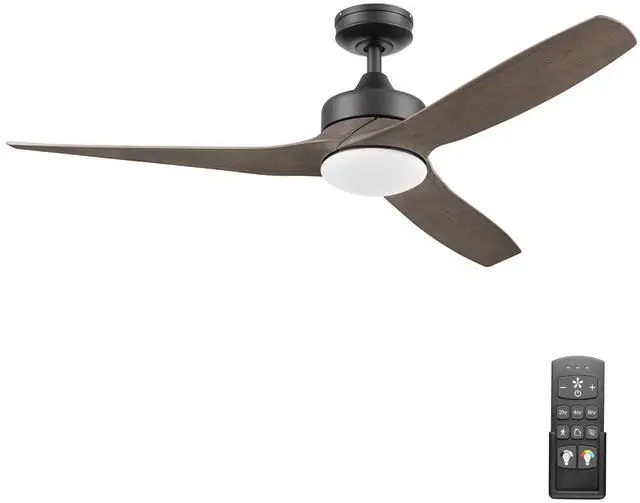 Main image of Ceiling Fans Lynton, 52 Inch Indoor Outdoor Ceiling Fan with Color Changing LED Light, Remote Control, Charcoal Brown High Performance Blades, Reversible Airflow - 51853-01 (Black)