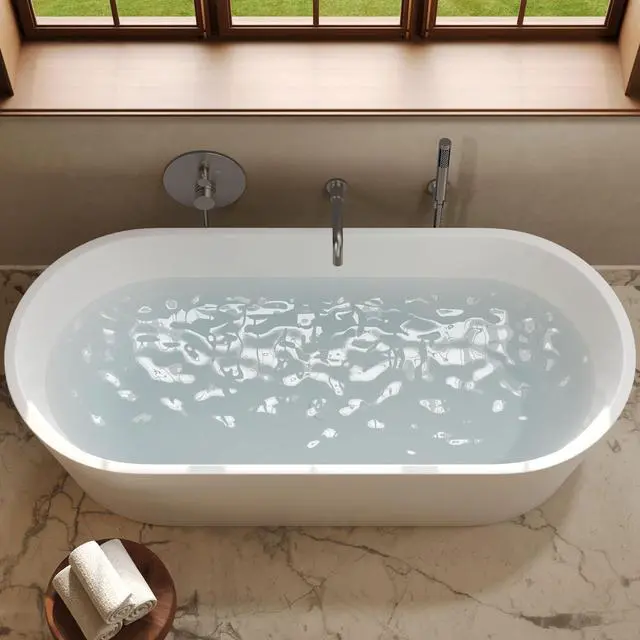 Alt view image 5 of 6 - Brushed Nickel Wall Mount Bathtub Faucet with Handheld Shower, High Flow Tub Filler, Solid Brass Rough-in Valve Included, Single Handle Bathroom Fixture
