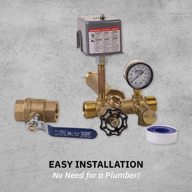 Alt view image 5 of 6 - Pressure Tank Installation Kit with 1" Brass Union tank tee to fit most pressure tanks with diameters up to 16"