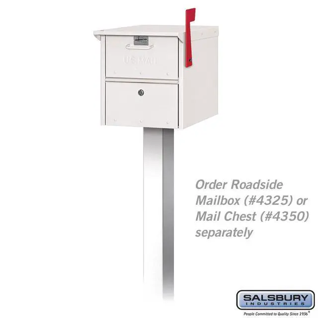 Alt view image 2 of 3 - 4385WHT Standard Pedestal In-Ground Mounted for Roadside Mailbox, Mail Chest and Mail Package Drop, White