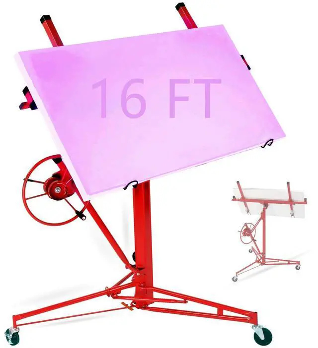 Main image of 16FT Drywall Lift Plasterboard Sheetrock Hoist Lifter Carrier with Safety Lock, Red