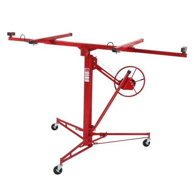 Alt view image 2 of 6 - 16FT Drywall Lift Plasterboard Sheetrock Hoist Lifter Carrier with Safety Lock, Red