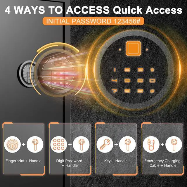 Alt view image 3 of 6 - Gun Safe for Rifles and Pistols, 5-7 Biometric Gun Safe with Inner Lock Box, Gun Safes for Home Rifle and Pistols with Removable Shelf, LED Light, Fingerprint Unlock