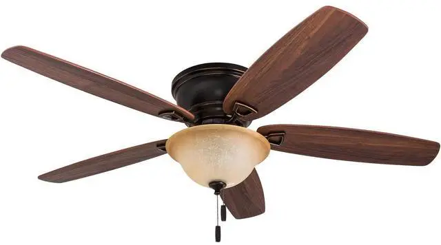 Main image of Glen Alden 52 Inch Indoor LED Ceiling Fan with Bowl Light, Pull Chain Control, 5 Dual-Finish Blades, Quiet Reversible Motor, White