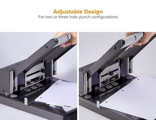 Alt view image 2 of 6 - 03200 Xtreme Duty 2-3 Hole Punch, 160-Sheet Capacity, Black/Silver