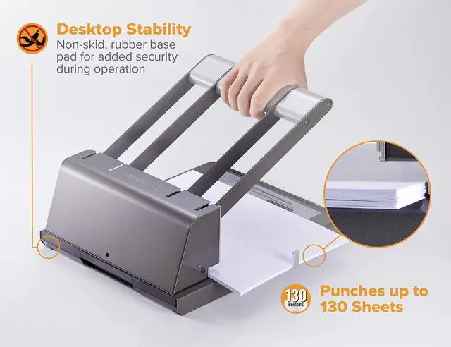 Alt view image 3 of 6 - 03200 Xtreme Duty 2-3 Hole Punch, 160-Sheet Capacity, Black/Silver