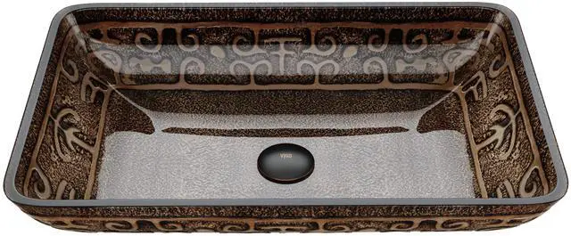 Main image of Donatello 23"L x 15"W x 5"H Over the Counter Glass Rectangular Vessel Bathroom Sink in Gold and Brown Fusion -VG07045