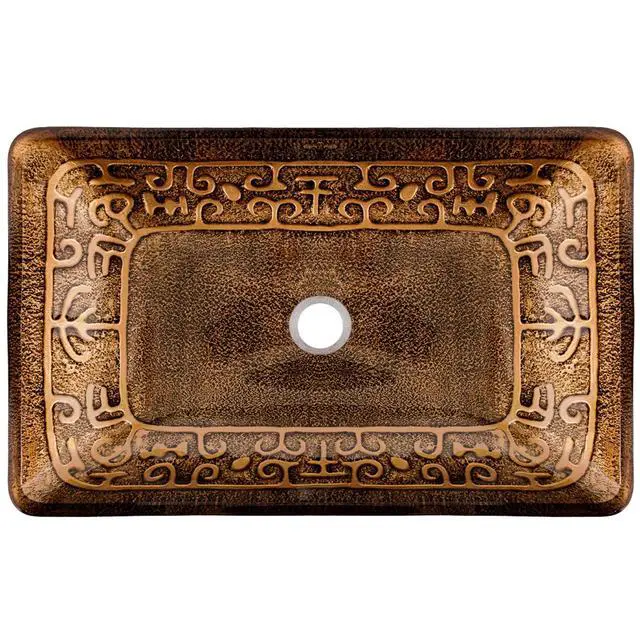 Alt view image 2 of 6 - Donatello 23"L x 15"W x 5"H Over the Counter Glass Rectangular Vessel Bathroom Sink in Gold and Brown Fusion -VG07045