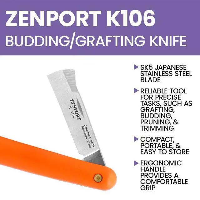 Alt view image 5 of 6 - K106 Budding and Grafting Folding Knife, 2.25 Inch Stainless Steel Blade, Orange - 10 Pack