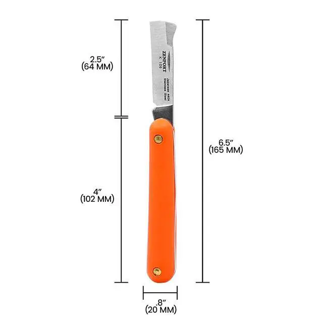 Alt view image 6 of 6 - K106 Budding and Grafting Folding Knife, 2.25 Inch Stainless Steel Blade, Orange - 10 Pack