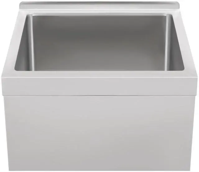 Alt view image 4 of 6 - Commercial Mop Sink 24x24x13in, 304 Stainless Steel Utility Mop Basin with Drain Assembly Wall-Mounted 9" Deep Tub for Restaurant/Hospital