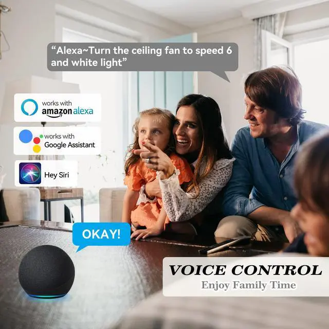 Alt view image 2 of 6 - 48 Inch Smart Ceiling Fans with Lights and Remote, Flush Mount Modern Ceiling Fan with Light, 10Speed Reversible DC Motor, Works with Remote Control/Alexa/Google Assistant/Siri Shortcuts, White