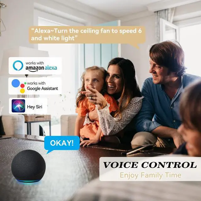Alt view image 2 of 6 - 48 Inch 3-Blade Smart Ceiling Fan with Lights and 10-speed DC Motor Indoor Outdoor,Works Remote Control/Alexa/Google Home/Siri, Dimmable LED Light Black/Gold