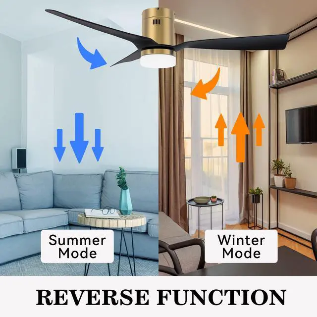 Alt view image 6 of 6 - 48 Inch 3-Blade Smart Ceiling Fan with Lights and 10-speed DC Motor Indoor Outdoor,Works Remote Control/Alexa/Google Home/Siri, Dimmable LED Light Black/Gold