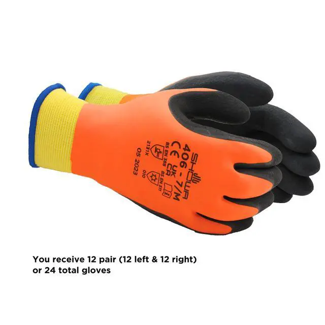 Alt view image 3 of 6 - 406 Full Double Coated Natural Rubber Latex Insulated General Purpose Winter Work Gloves with Nylon Blend Liner, Medium (12 Pair)