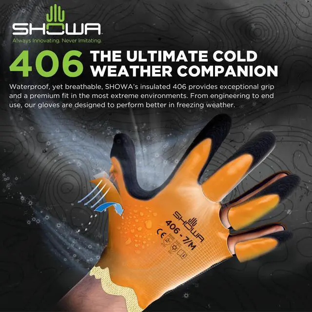Alt view image 4 of 6 - 406 Full Double Coated Natural Rubber Latex Insulated General Purpose Winter Work Gloves with Nylon Blend Liner, Medium (12 Pair)
