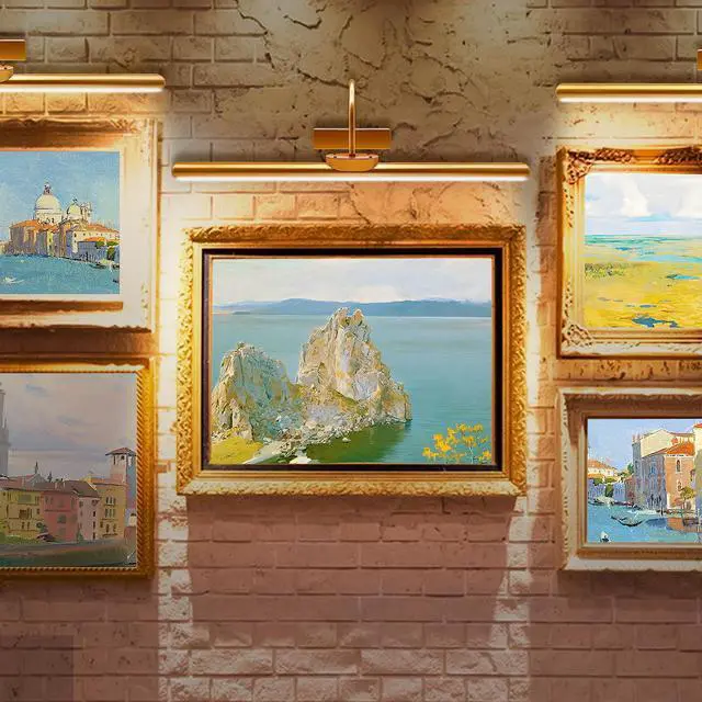 Alt view image 5 of 6 - 23" Wireless Picture Lights, Rechargeable Battery Art Display Light with Remote Control, Dimmable/Timer Off Dartboard Light, 3 Lighting Modes Full Metal Painting Display Lights (Gold-2Pack)