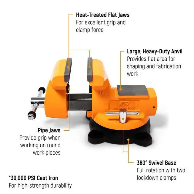 Alt view image 5 of 5 - 6" Mechanic's Bench Vise with Anvil | GWBVA6