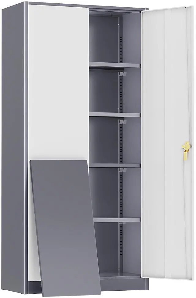 Main image of Metal Storage Cabinet Tool Organizer, 72" Lockable Garage Storage Tool Cabinets with 2 Doors and 4 Adjustable Shelves, Locking File Cabinet for Office, Home, School (72 Wide-GreyWhite)