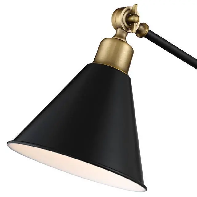 Alt view image 3 of 6 - Wray 26 3/4" High Modern Adjustable Desk Lamp with USB Charging Ports A+C Painted Black Brass Metal Cone Shade for Living Room Bedroom House Bedside Nightstand Home Office Reading