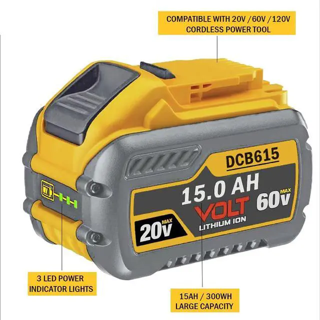 Alt view image 4 of 6 - 60V MAX 15000mAh Replace for Dewalt Batteries DCB609 DCB612 DCB615 Compatible with Original 20V/60V Power Tools and Chargers
